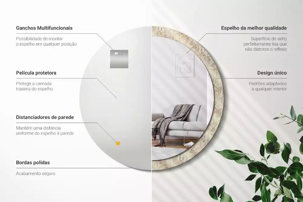 Lustro ścienne dekoracyjne okrągłe Kompozycja art deco