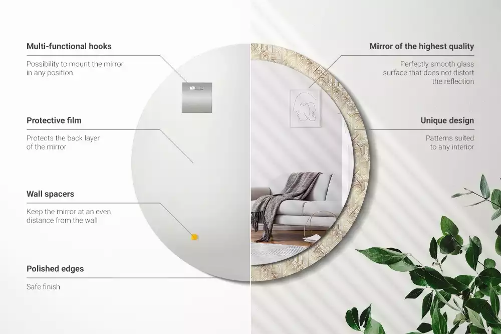 Lustro ścienne dekoracyjne okrągłe Kompozycja art deco