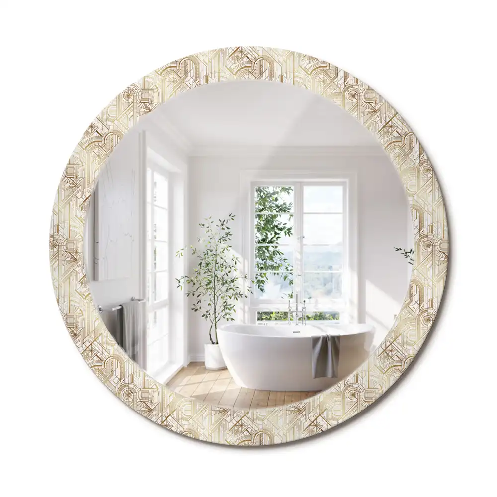 Lustro ścienne dekoracyjne w stylu art deco o okrągłym kształcie