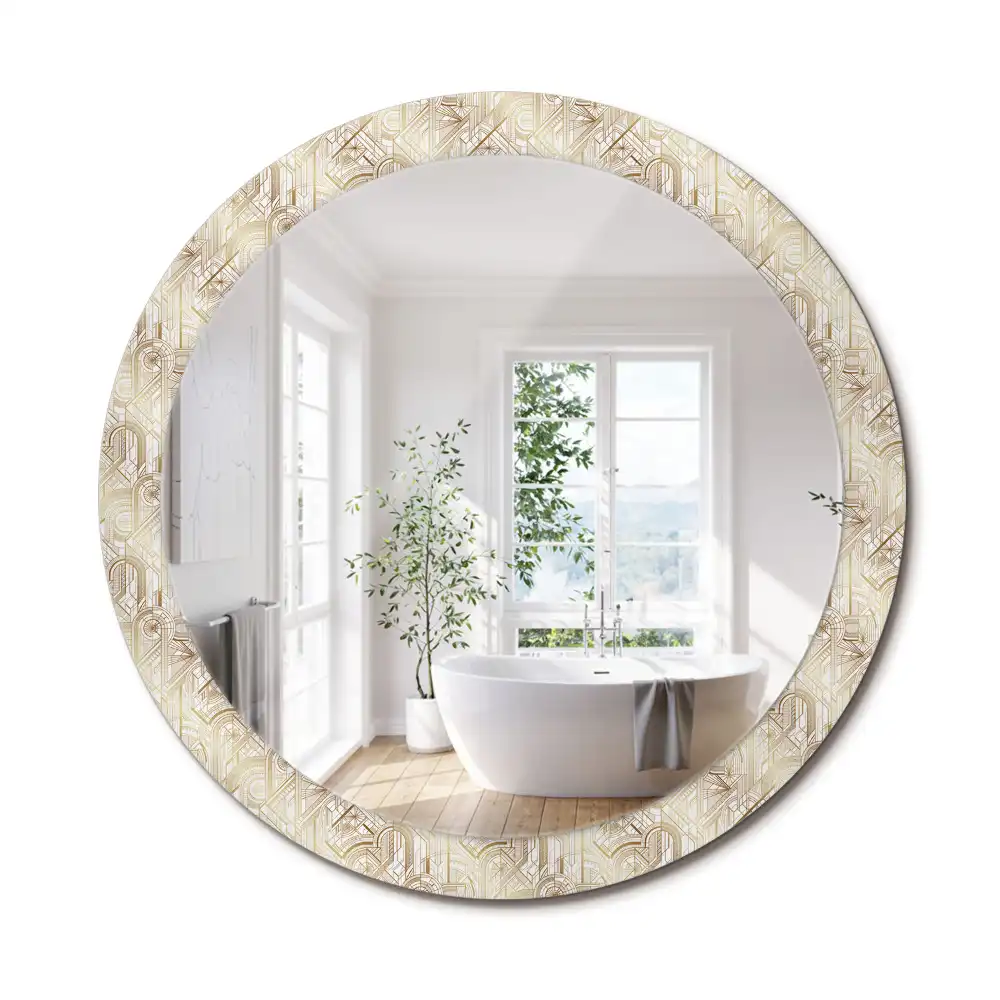 Lustro ścienne dekoracyjne w stylu art deco o okrągłym kształcie