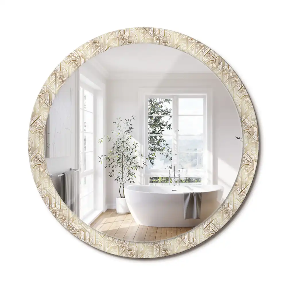 Lustro ścienne dekoracyjne w stylu art deco o okrągłym kształcie