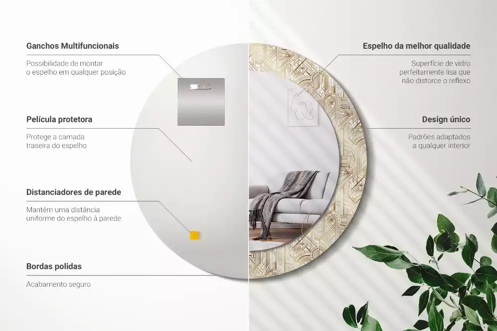 Lustro ścienne dekoracyjne okrągłe Kompozycja art deco