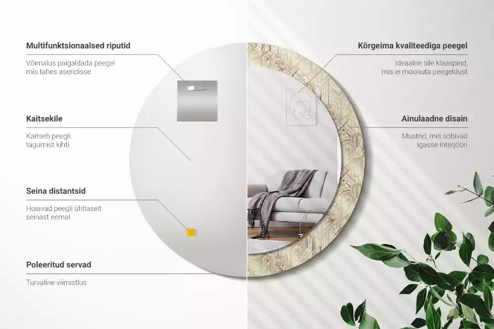 Lustro ścienne dekoracyjne okrągłe Kompozycja art deco