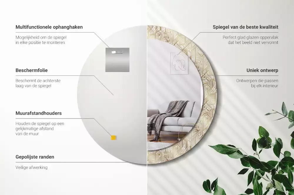 Lustro ścienne dekoracyjne okrągłe Kompozycja art deco