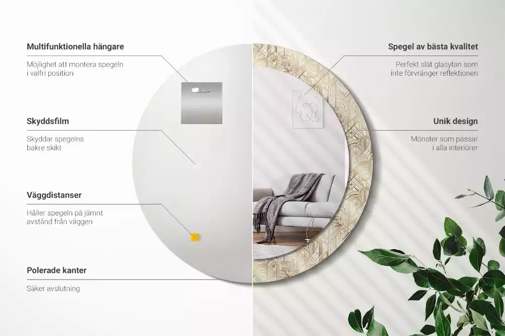 Lustro ścienne dekoracyjne okrągłe Kompozycja art deco