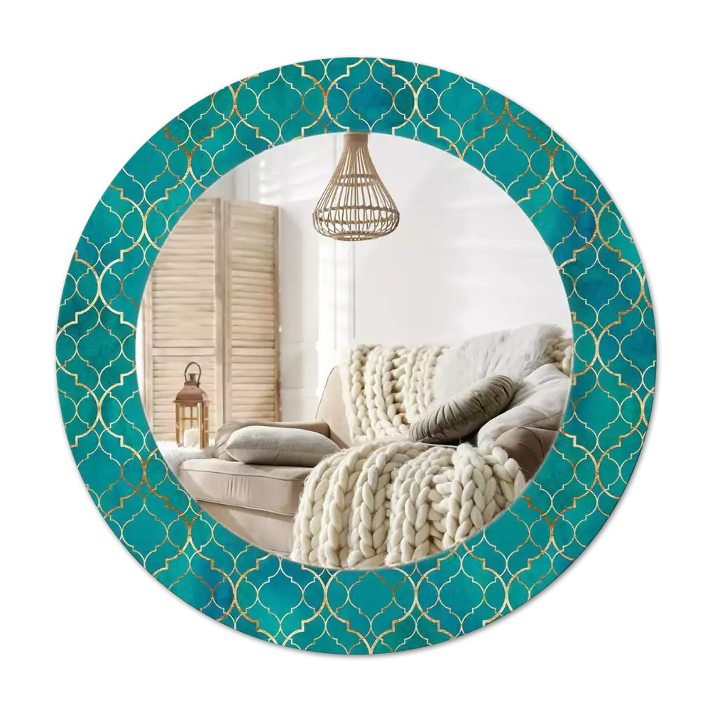 Lustro ścienne dekoracyjne o okrągłym kształcie w kompozycji kolorów