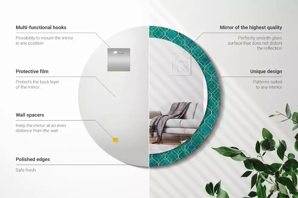 Lustro ścienne dekoracyjne o okrągłym kształcie w kompozycji kolorów