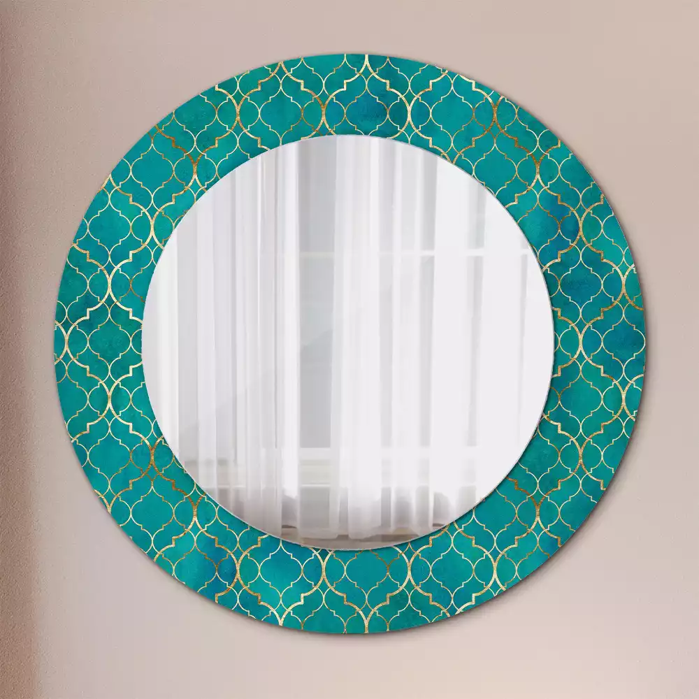 Lustro ścienne dekoracyjne o okrągłym kształcie w kompozycji kolorów