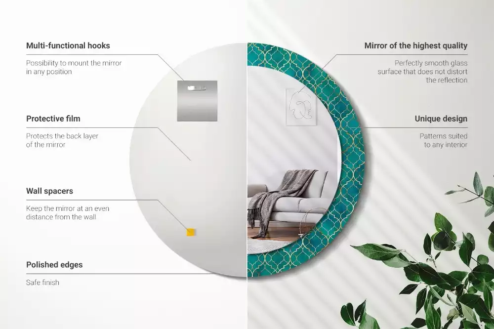 Lustro ścienne dekoracyjne o okrągłym kształcie w kompozycji kolorów