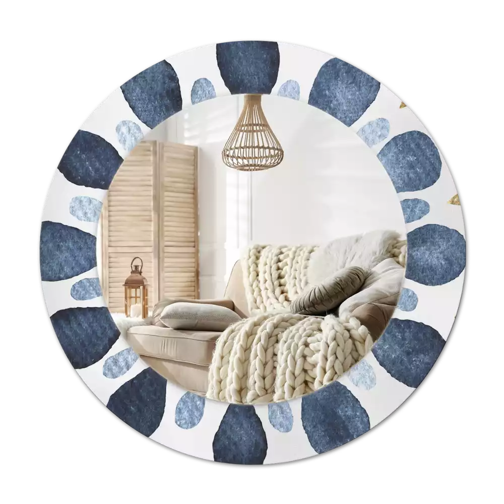 Lustro z okrągłą ramką z nadrukiem mandali księżycowej