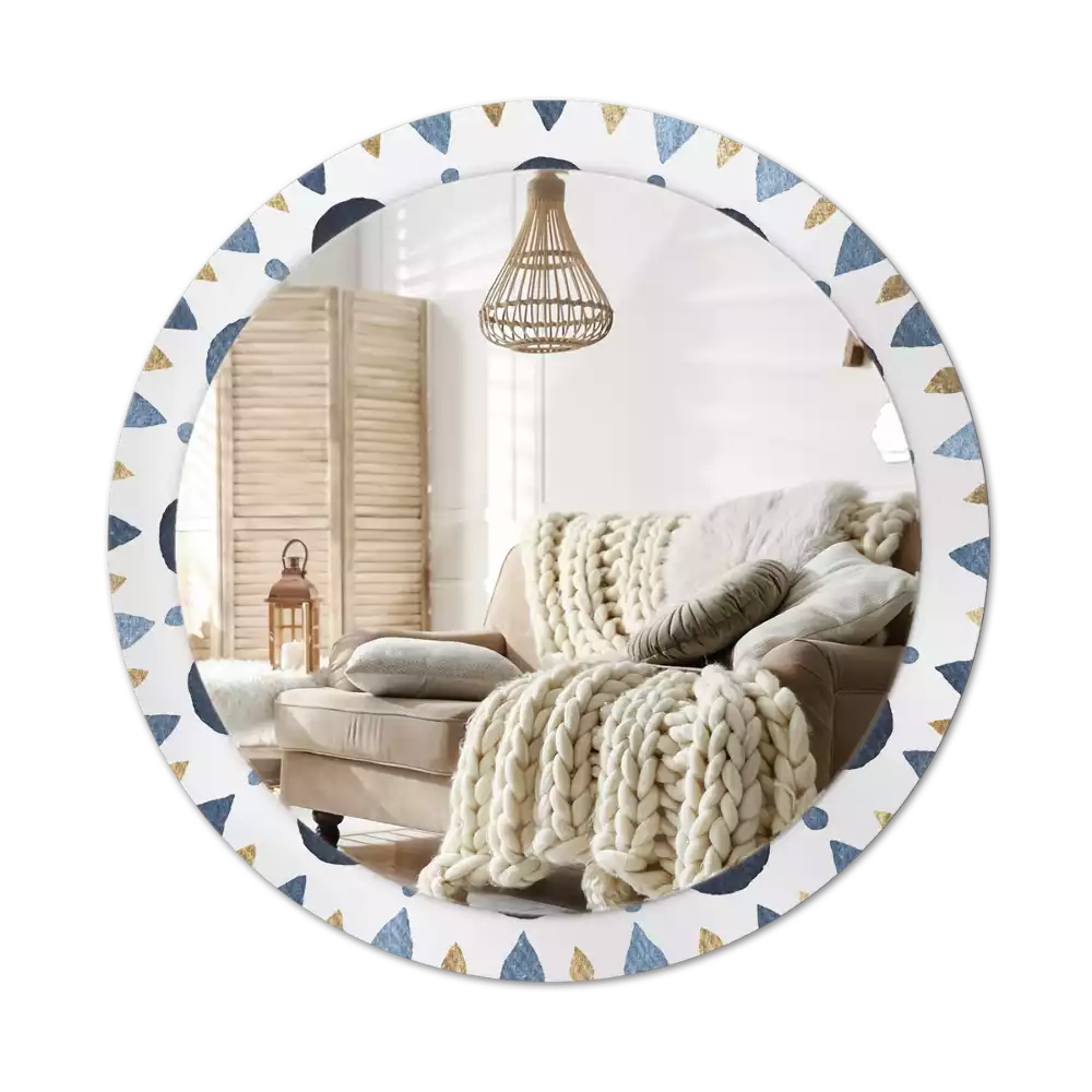 Lustro z okrągłą ramką z nadrukiem mandali księżycowej