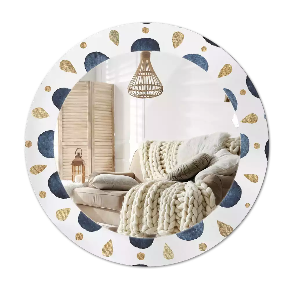 Lustro z okrągłą ramką z nadrukiem mandali księżycowej