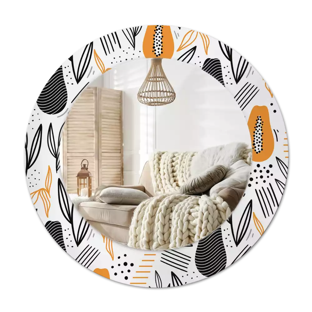 Lustro ścienne dekoracyjne w kształcie okrągłym z motywem papai