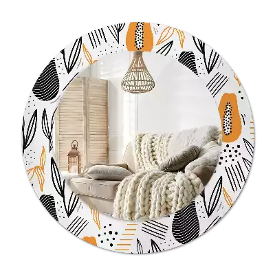 Lustro ścienne dekoracyjne w kształcie okrągłym z motywem papai