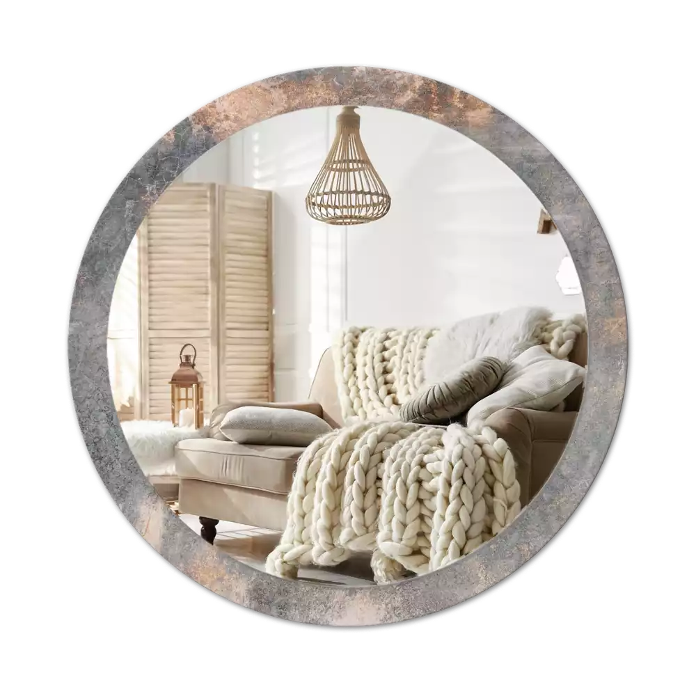 Lustro ścienne dekoracyjne w stylu vintage z ramą w kolorze betonu