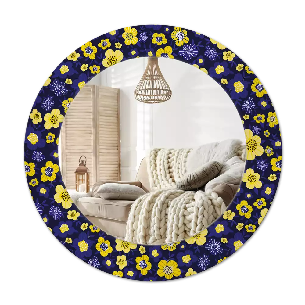 Lustro z drukowaną ramką w motywie małych kwiatków