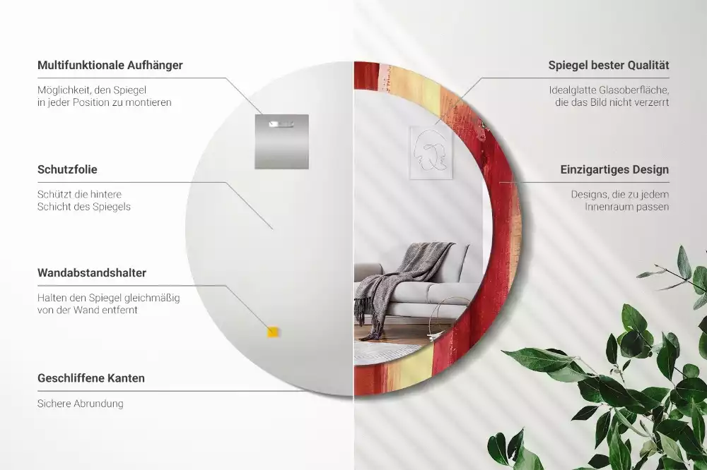 Lustro ścienne dekoracyjne w stylu abstrakcyjnego obrazu