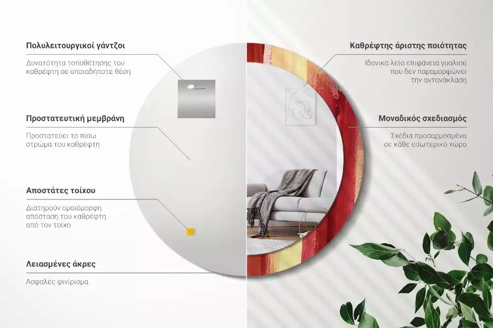 Lustro ścienne dekoracyjne w stylu abstrakcyjnego obrazu