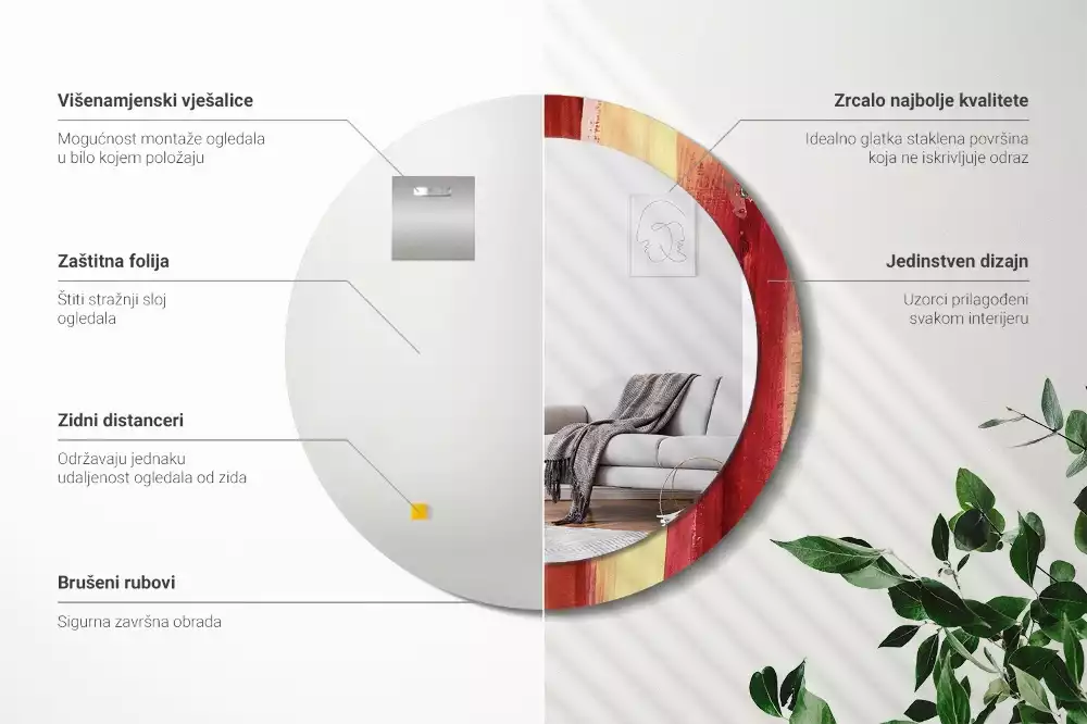 Lustro ścienne dekoracyjne w stylu abstrakcyjnego obrazu