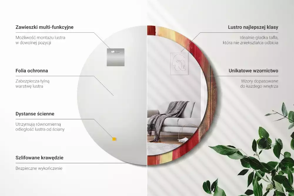 Lustro ścienne dekoracyjne w stylu abstrakcyjnego obrazu