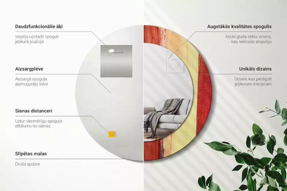 Lustro ścienne dekoracyjne w stylu abstrakcyjnego obrazu