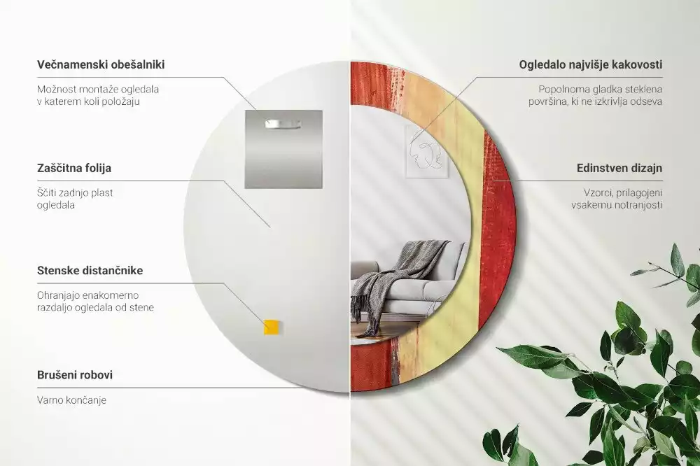 Lustro ścienne dekoracyjne w stylu abstrakcyjnego obrazu