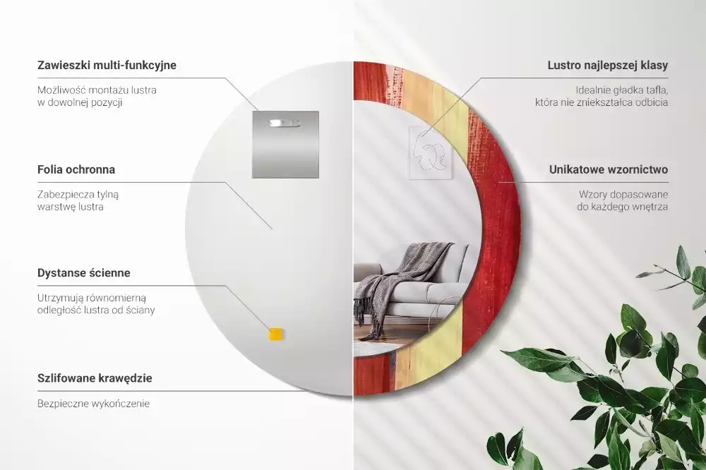 Lustro ścienne dekoracyjne w stylu abstrakcyjnego obrazu