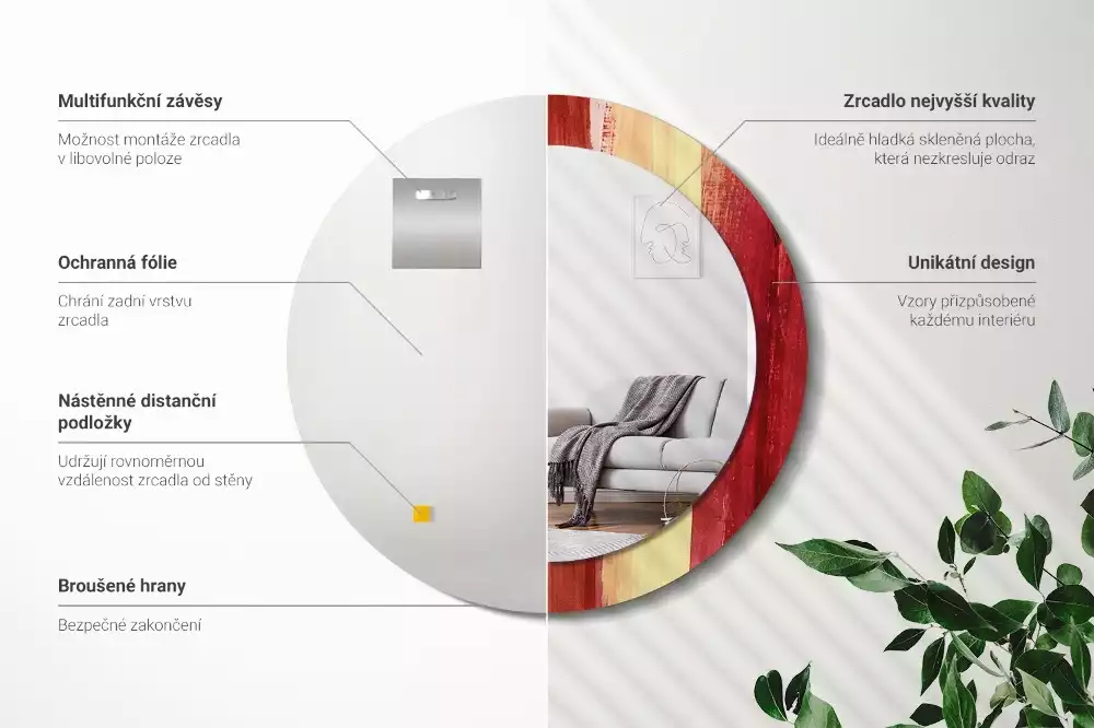 Lustro ścienne dekoracyjne w stylu abstrakcyjnego obrazu