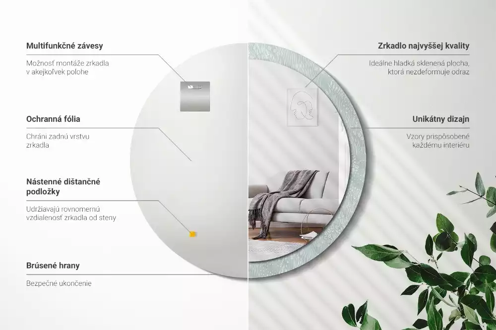 Lustro ścienne dekoracyjne o okrągłym kształcie z motywem ślimaka na łące