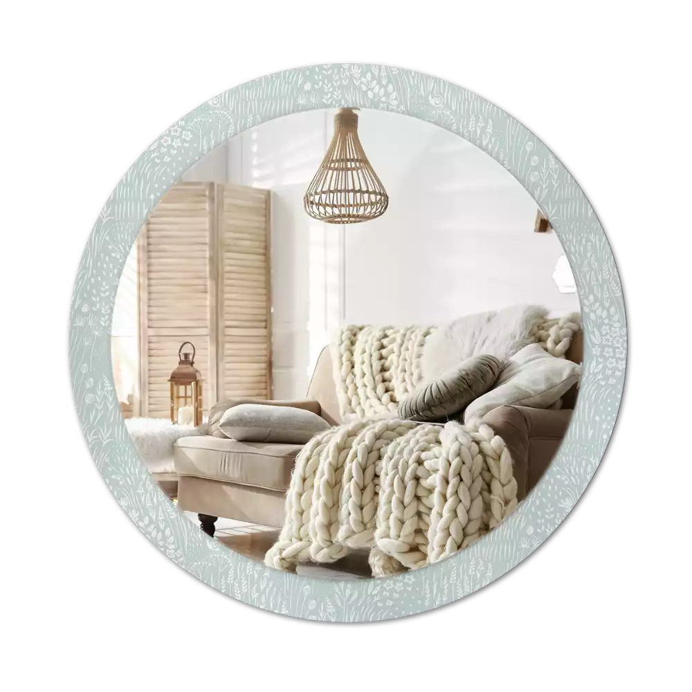 Lustro ścienne dekoracyjne o okrągłym kształcie z motywem ślimaka na łące