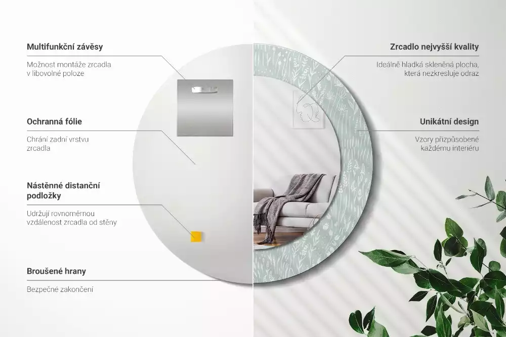 Lustro ścienne dekoracyjne o okrągłym kształcie z motywem ślimaka na łące