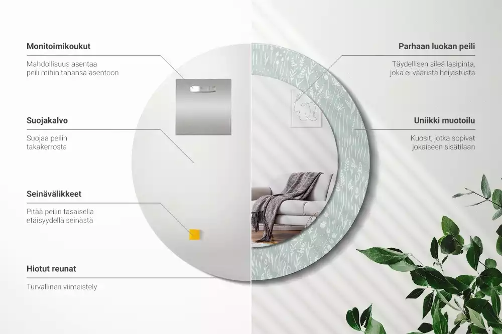 Lustro ścienne dekoracyjne o okrągłym kształcie z motywem ślimaka na łące