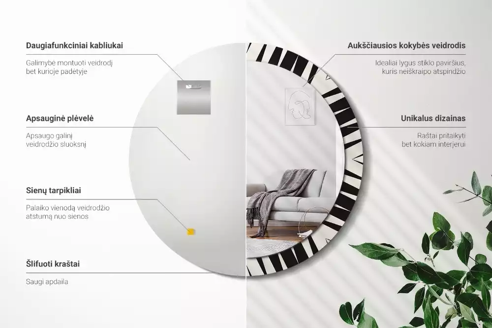 Lustro ścienne dekoracyjne w stylu abstrakcyjnej geometrii