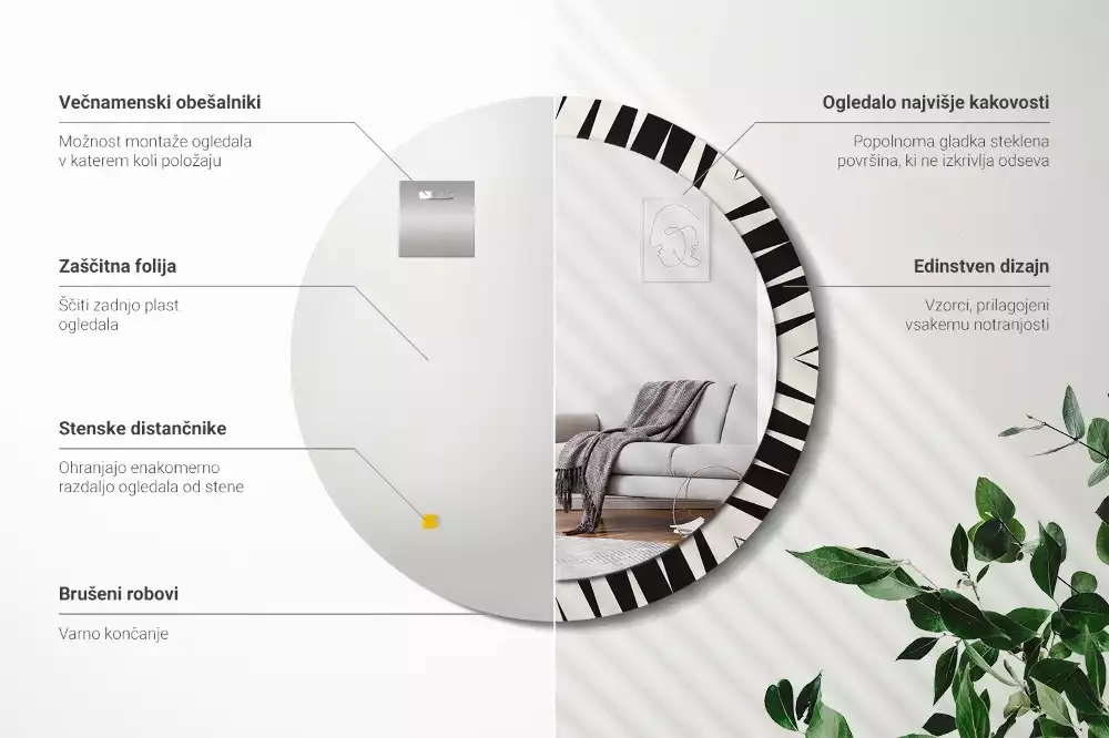 Lustro ścienne dekoracyjne w stylu abstrakcyjnej geometrii