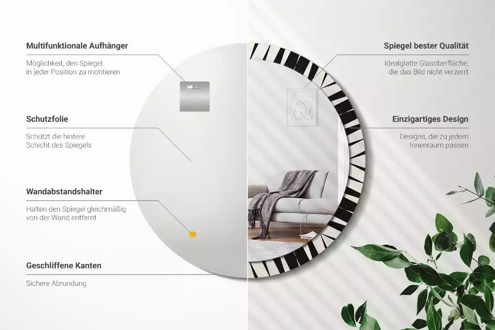 Lustro ścienne dekoracyjne w stylu abstrakcyjnej geometrii