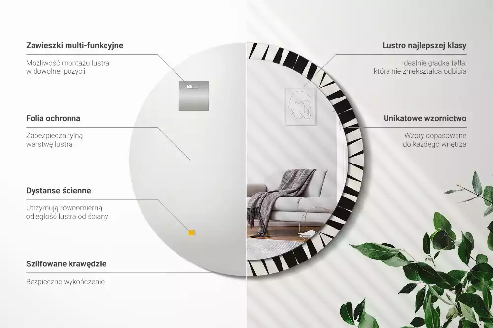 Lustro ścienne dekoracyjne w stylu abstrakcyjnej geometrii