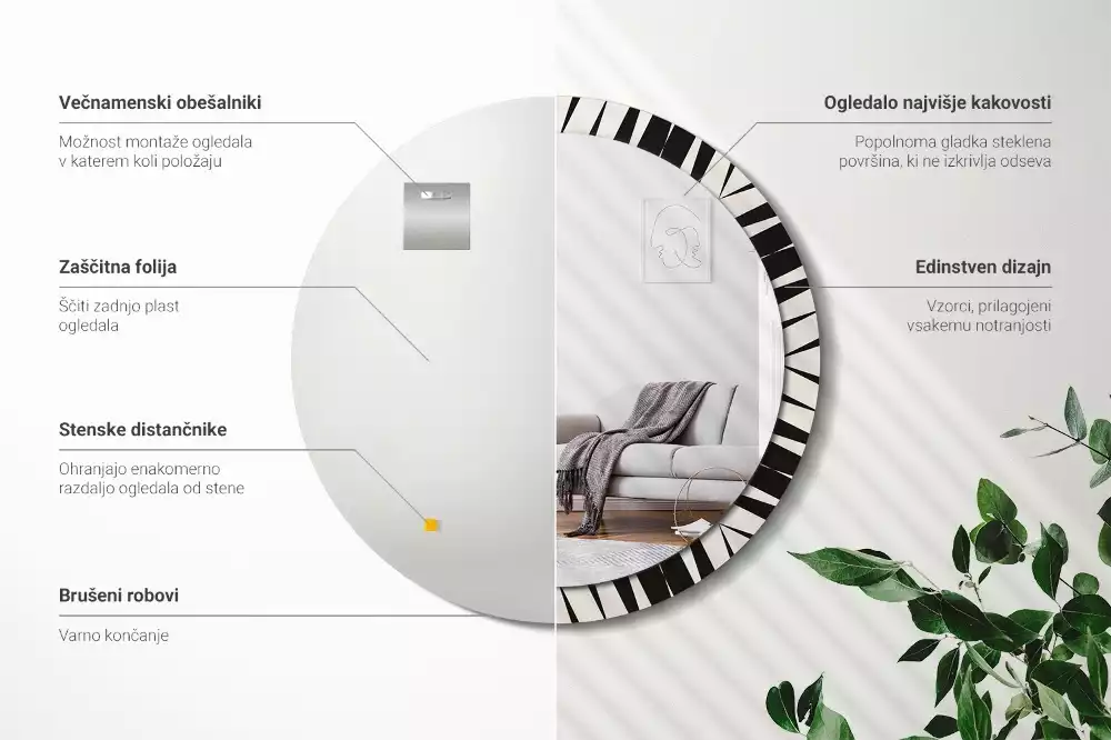 Lustro ścienne dekoracyjne w stylu abstrakcyjnej geometrii