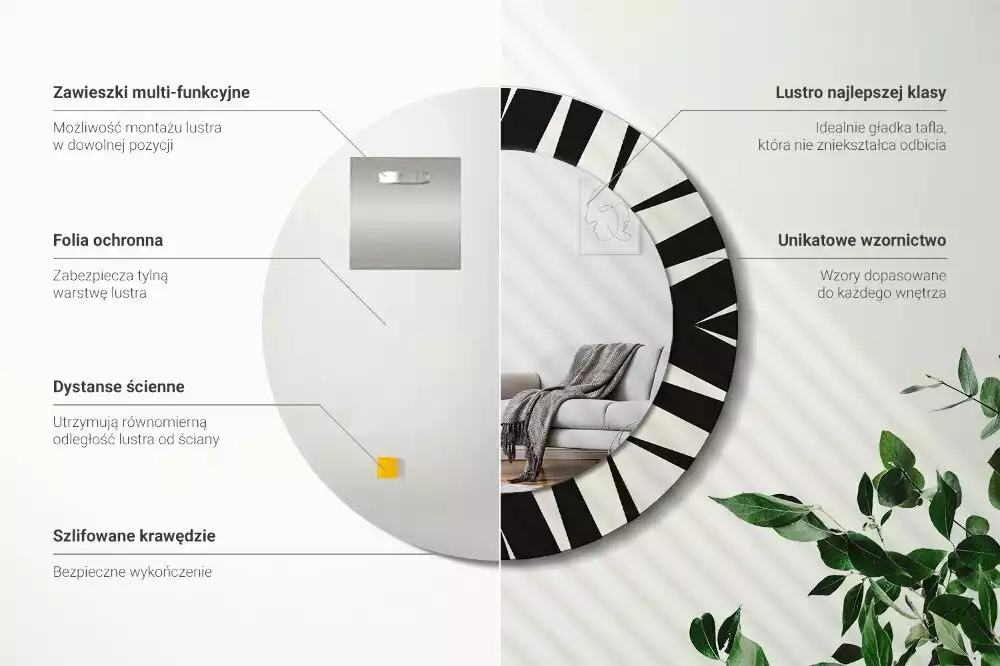 Lustro ścienne dekoracyjne w stylu abstrakcyjnej geometrii