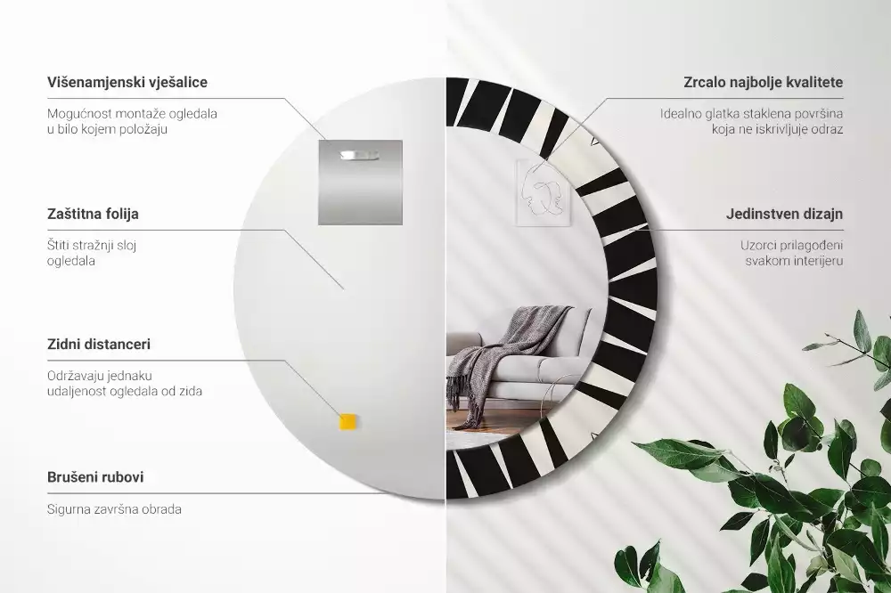 Lustro ścienne dekoracyjne w stylu abstrakcyjnej geometrii