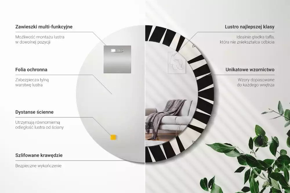 Lustro ścienne dekoracyjne w stylu abstrakcyjnej geometrii