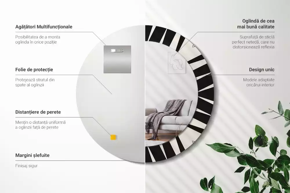 Lustro ścienne dekoracyjne w stylu abstrakcyjnej geometrii