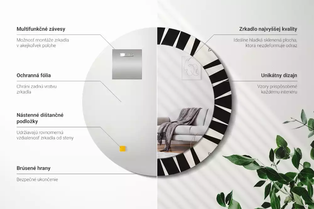 Lustro ścienne dekoracyjne w stylu abstrakcyjnej geometrii