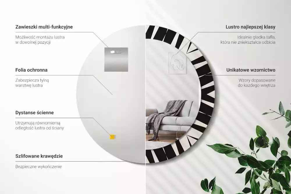 Lustro ścienne dekoracyjne w stylu abstrakcyjnej geometrii