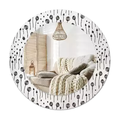 Lustro ścienne dekoracyjne w kształcie koła z motywem rysunku kwiatowego