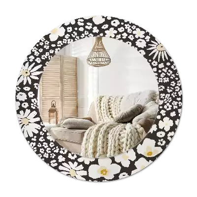 Lustro z okrągłą ramką z nadrukiem stokrotek