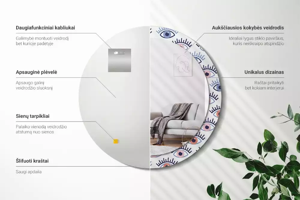 Lustro ścienne dekoracyjne w kształcie oka