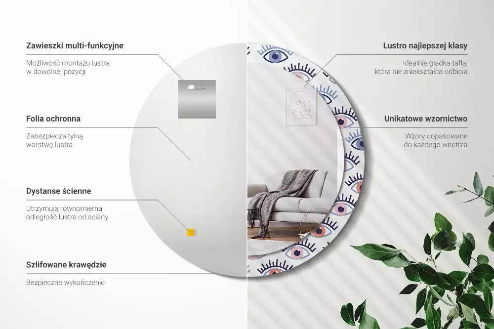 Lustro ścienne dekoracyjne w kształcie oka