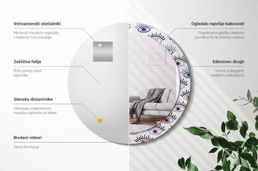 Lustro ścienne dekoracyjne w kształcie oka