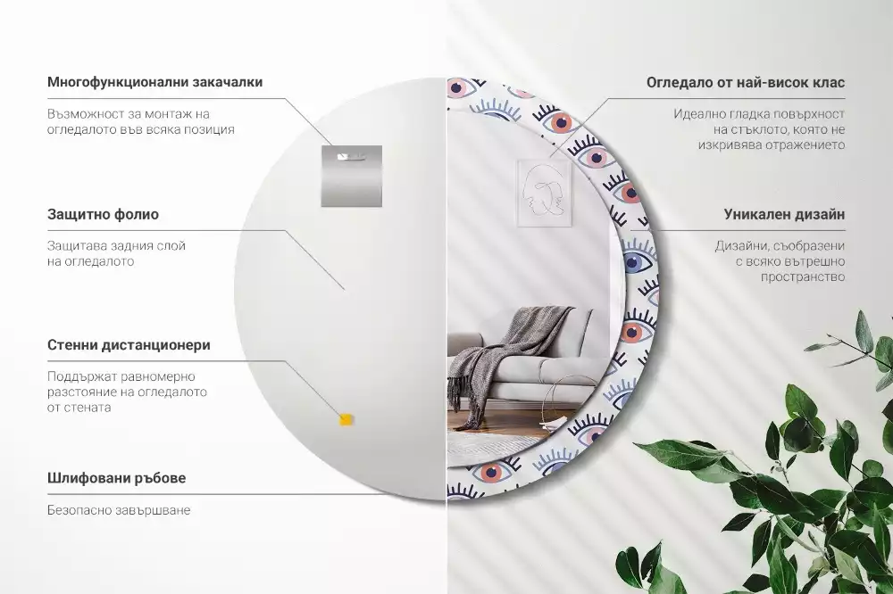 Lustro ścienne dekoracyjne w kształcie oka