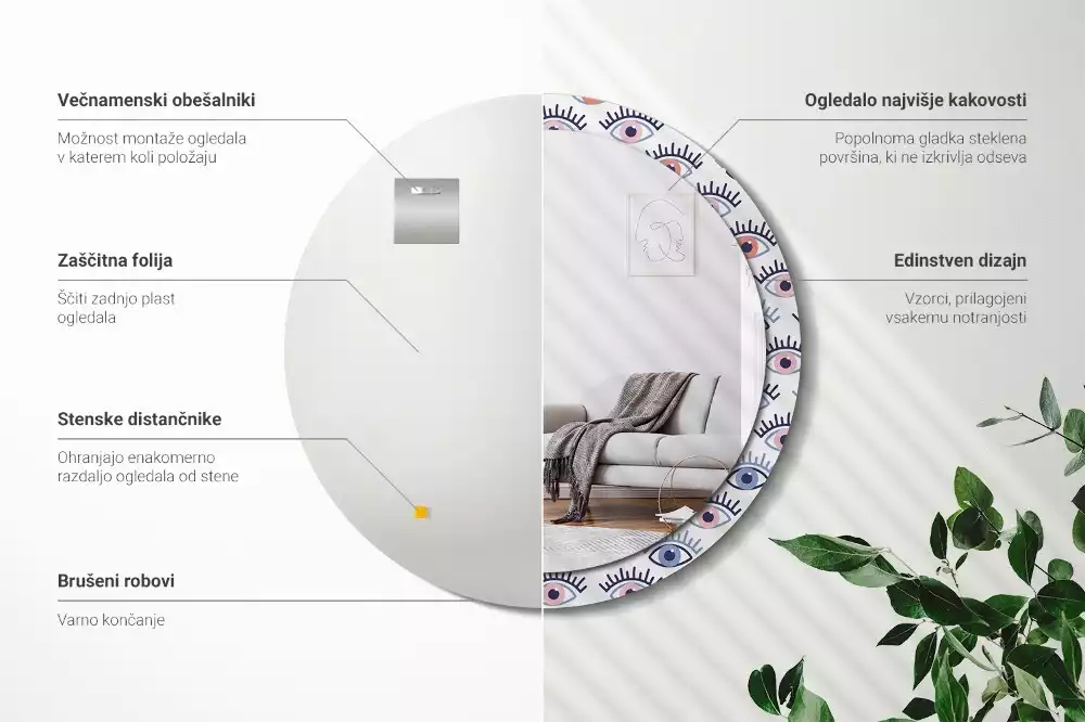 Lustro ścienne dekoracyjne w kształcie oka